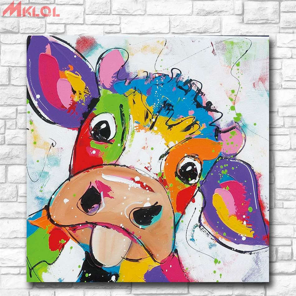 animal pop art cute little cow hd canvas